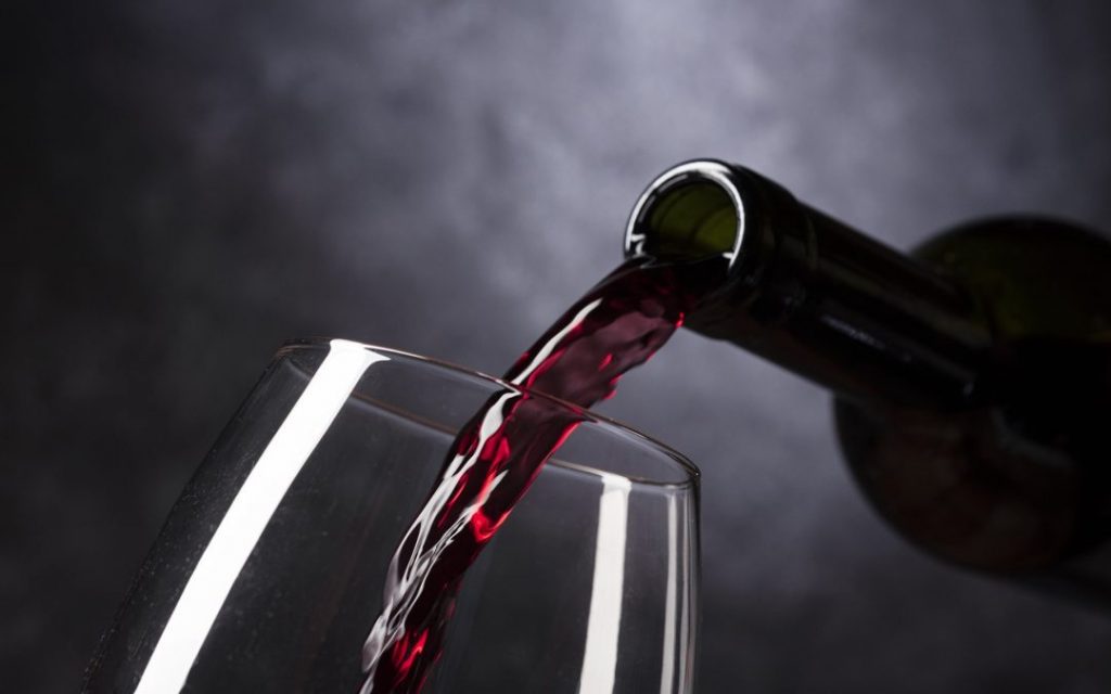 The red wine with glass from Aurora cellars at Lake Leelanau