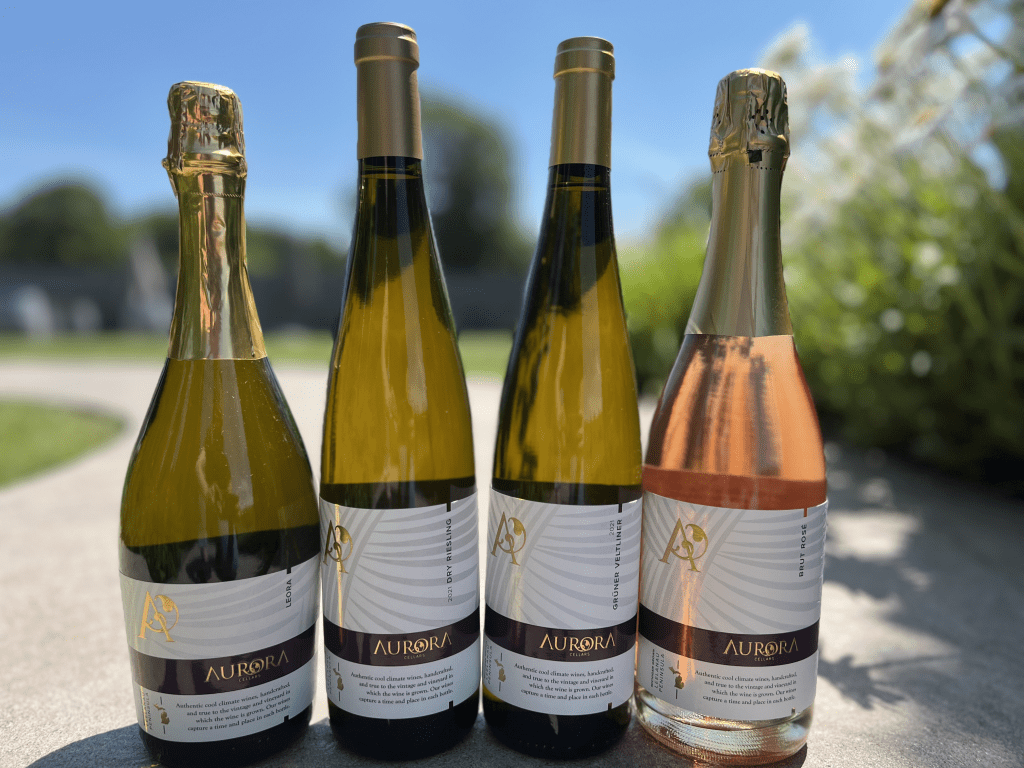 The different types of wine bottles at Lake Leelanau