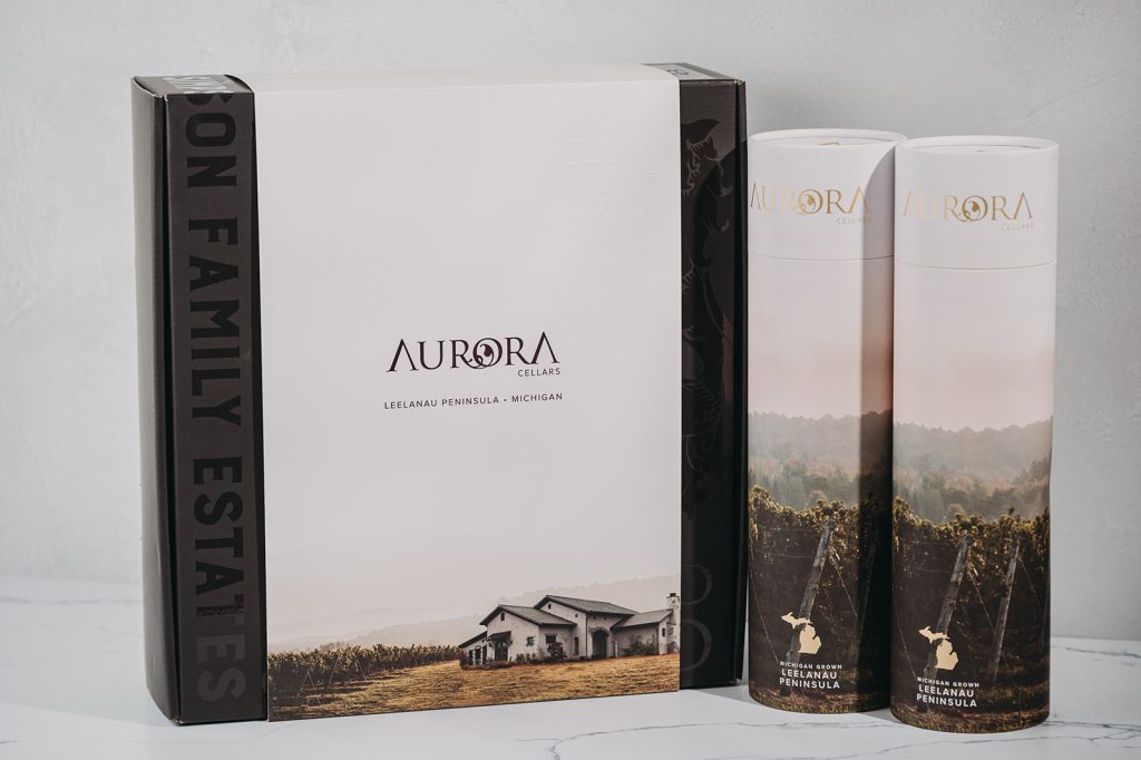 Special offers banner for Aurora Cellars wines in Lake Leelanau, MI.